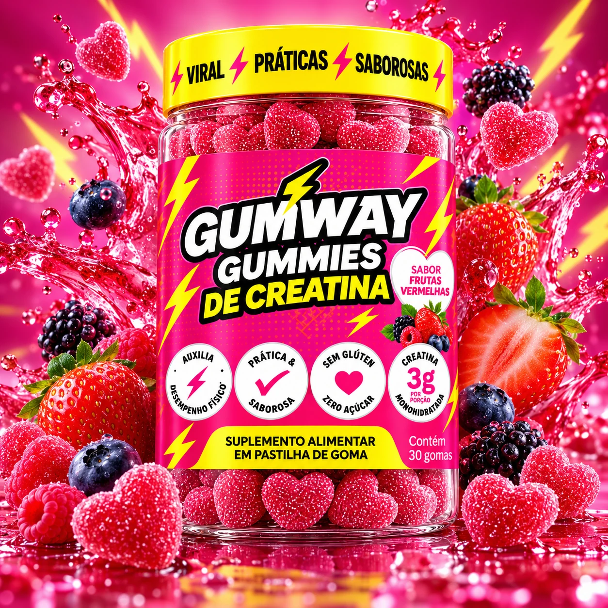 Pote Gumway sabor Frutas Vermelhas